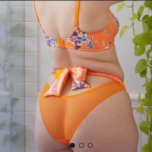 Savage X Fenty Panty Orange Floral Nylon size Small